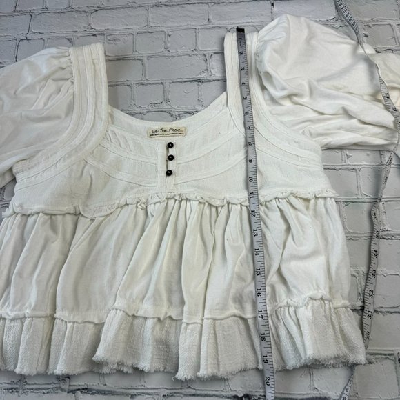 Free People We the Free ivory color peasant style balloon sleeve blouse top XS - Picture 11 of 12